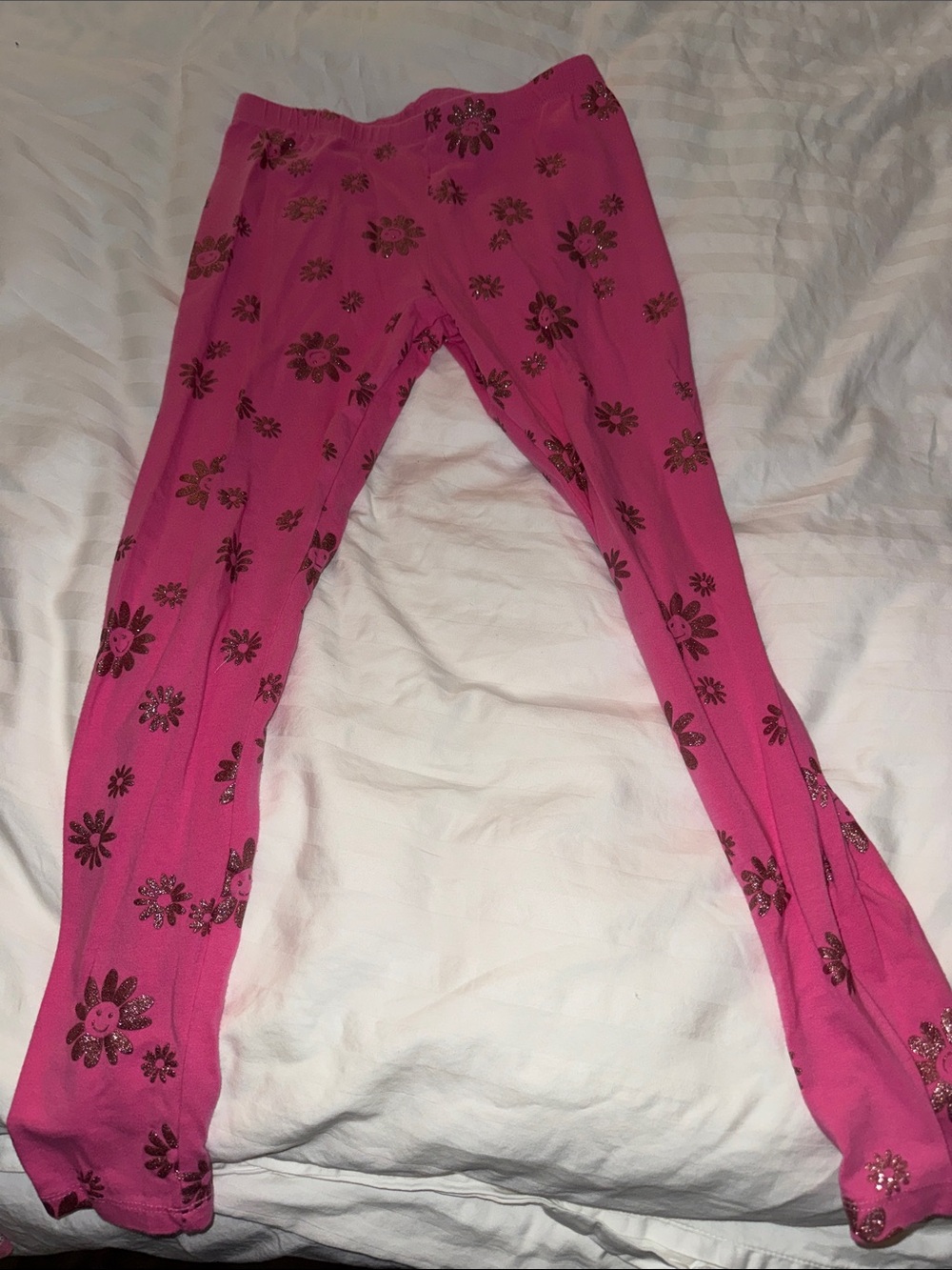 The Children's Place Hot Pink Floral Glitter Leggings